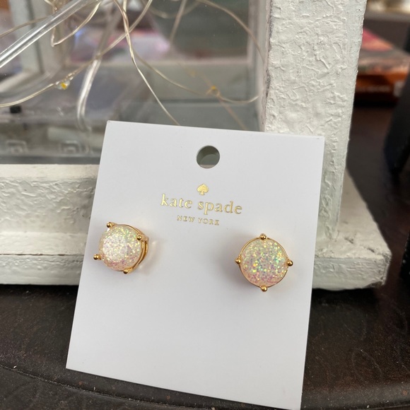 kate spade rise and shine opal glitter round stud earrings - Picture 4 of 9